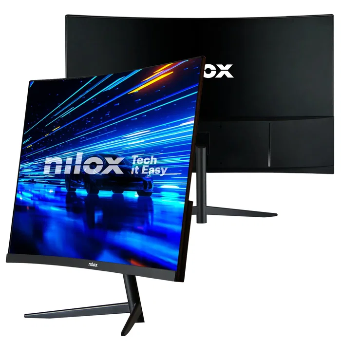 Nilox NXM24CRV2001 - Monitor Curvo Gaming 23.8" (60.5 cm) Full HD 1920x1080, 200 Hz, 1 ms, VA, 3000:1, HDMI, DP, Negro