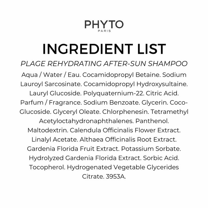 Phyto PLAGE champú rehidratante aftersun para cabello dañado por el sol, 250 ml