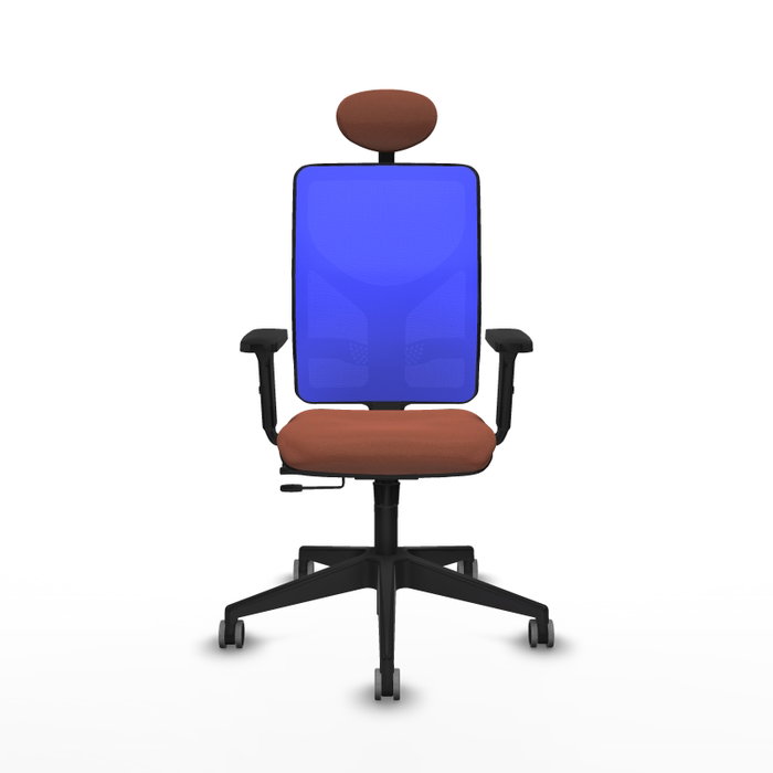 PIQUERAS Y CRESPO Silla de oficina Motilla con mecanismo Sincro/Traslack, Tela Marrón y Malla Azul PIQUERAS Y CRESPO Silla de oficina Motilla con mecanismo Sincro/Traslack, Tela Marrón y Malla Azul