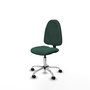 Silla de oficina Algarra con mecanismo Contacto permanente básico tapizada con Tela color Verde botella. Equipada con Base cromada, Sin brazos y Ruedas de nailon 50 mm