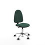 Silla de oficina Algarra con mecanismo Contacto permanente básico tapizada con Tela color Verde botella. Equipada con Base cromada, Sin brazos y Ruedas de nailon 50 mm