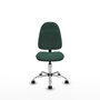 Silla de oficina Algarra con mecanismo Contacto permanente básico tapizada con Tela color Verde botella. Equipada con Base cromada, Sin brazos y Ruedas de nailon 50 mm