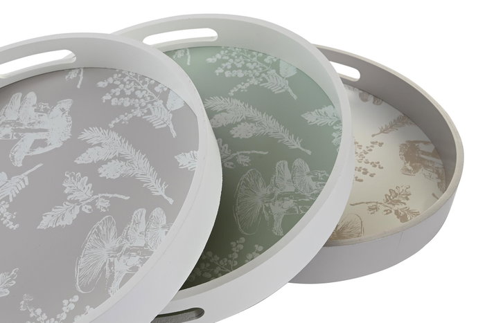 DKD Home Decor Bandeja MDF 35x35x5 cm Surtida Pack de 3 su de la colección Atlantic Forest 2022