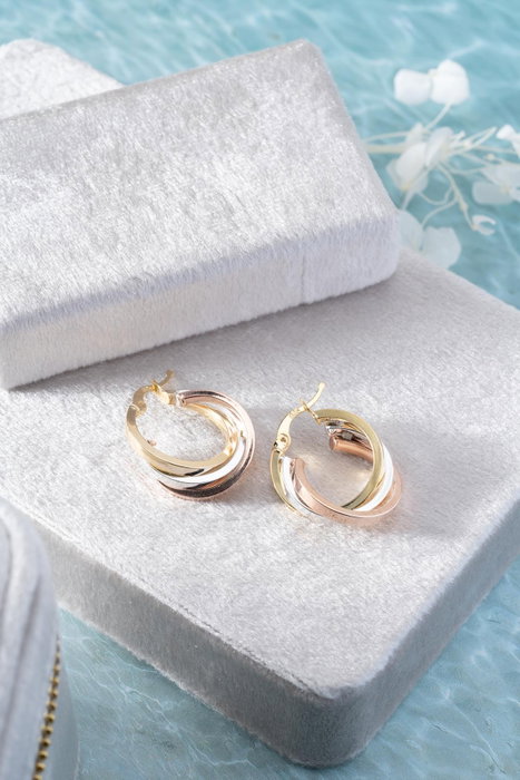 Heliophilia Silver NRZ1000153 Pendientes de Plata de Ley con Recubrimiento Rosa y Oro 2.7 cm x 3.2 cm