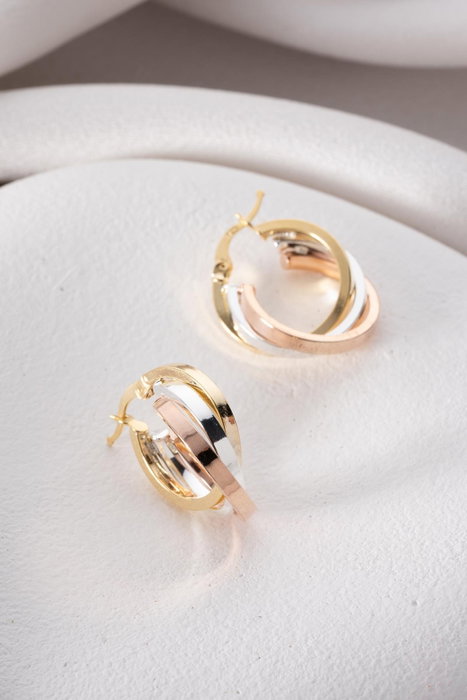 Heliophilia Silver NRZ1000153 Pendientes de Plata de Ley con Recubrimiento Rosa y Oro 2.7 cm x 3.2 cm