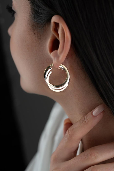 Heliophilia Silver NRZ1000153 Pendientes de Plata de Ley con Recubrimiento Rosa y Oro 2.7 cm x 3.2 cm