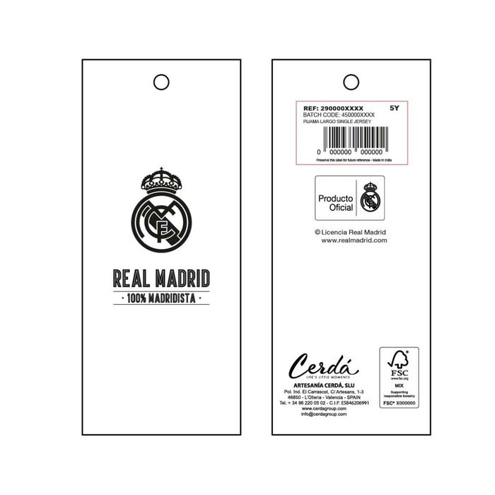 Cerdá Pijama Largo Single Jersey Real Madrid 3 Años Azul