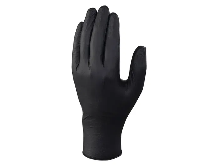 Deltaplus Guantes de Nitrilo No Empolvado Desechable Talla 10 Negro Caja 100 Unidades Certificados EN ISO 374-1/374-5 Contacto Alimentario