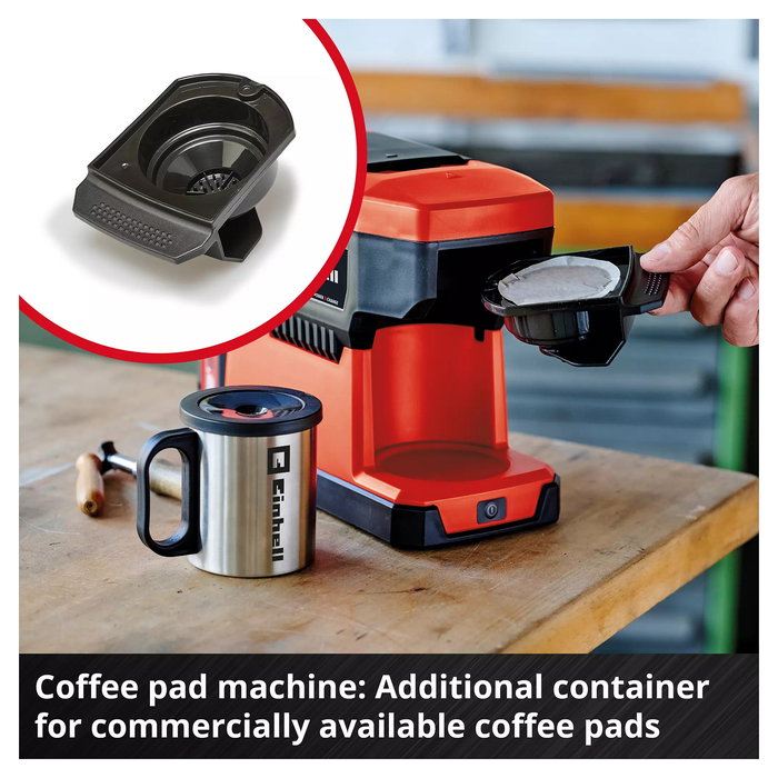 Einhell TE-CF 18 Li-Solo - Cafetera de Filtro Semi-Automática, 0,24 L, para Dosis de Café, Color Negro y Rojo