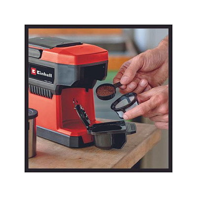 Einhell TE-CF 18 Li-Solo - Cafetera de Filtro Semi-Automática, 0,24 L, para Dosis de Café, Color Negro y Rojo