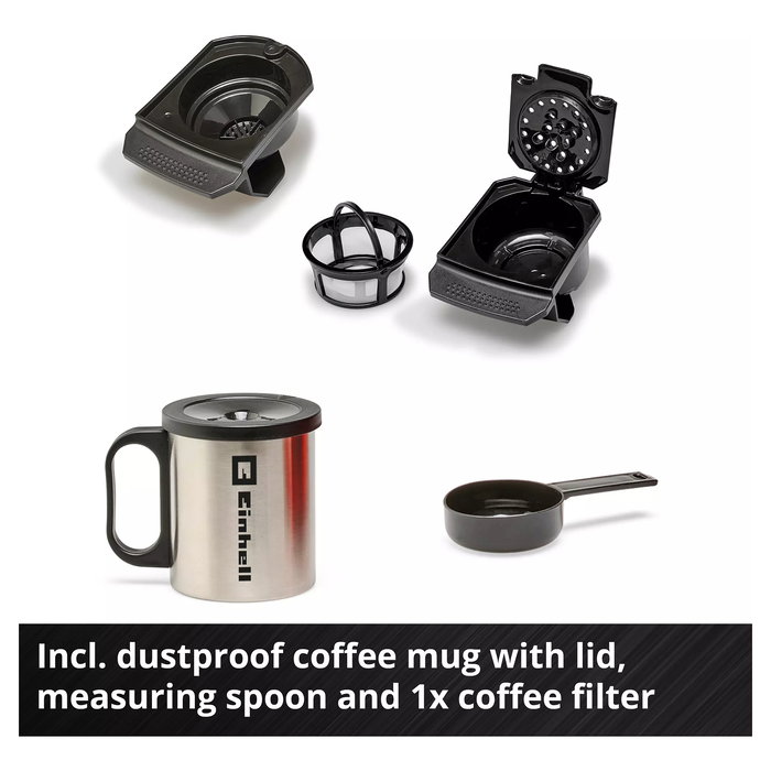 Einhell TE-CF 18 Li-Solo - Cafetera de Filtro Semi-Automática, 0,24 L, para Dosis de Café, Color Negro y Rojo