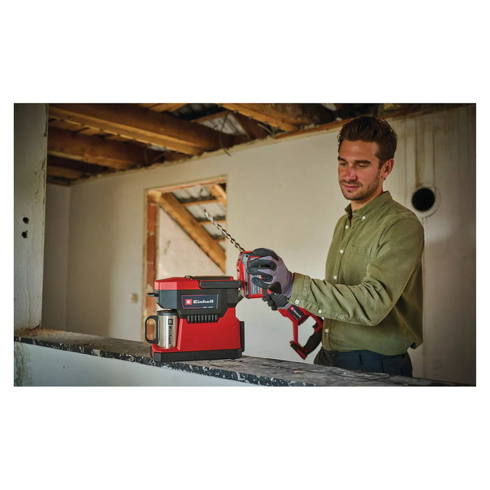 Einhell TE-CF 18 Li-Solo - Cafetera de Filtro Semi-Automática, 0,24 L, para Dosis de Café, Color Negro y Rojo