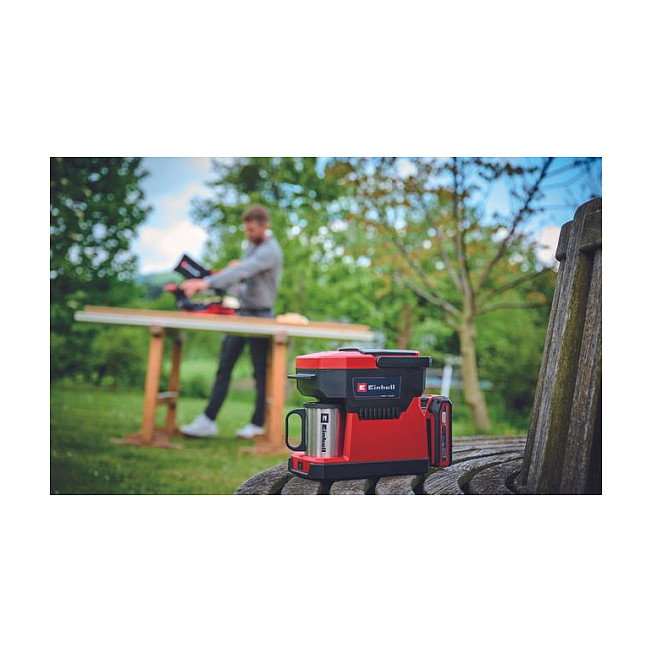 Einhell TE-CF 18 Li-Solo - Cafetera de Filtro Semi-Automática, 0,24 L, para Dosis de Café, Color Negro y Rojo