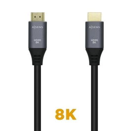 Aisens Cable HDMI V2.1 Premium Alta Velocidad HEC 8K@60Hz 48Gbps A-M - A-M Gris-Negro 3,0 M