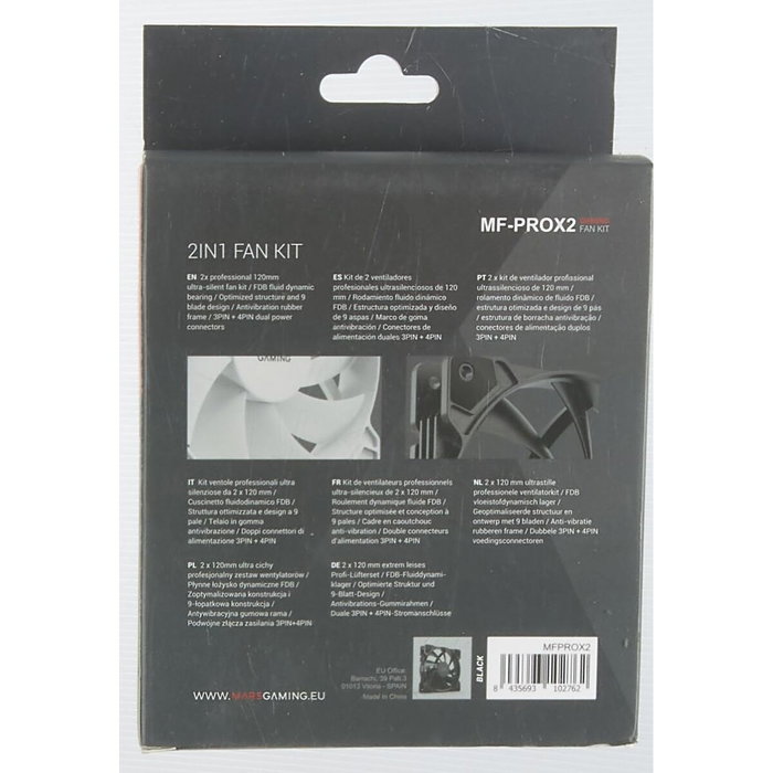 Mars Gaming MFPROX2 Kit 2 Ventiladores 120mm Negro