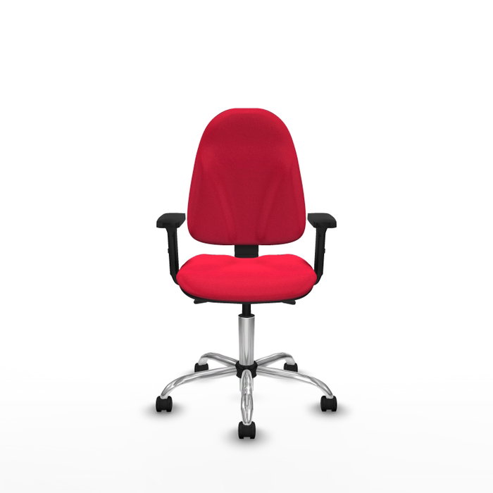 PIQUERAS Y CRESPO Silla de oficina Algarra con mecanismo Asincro, Tela Roja y Base cromada