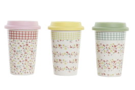 DKD Home Decor Tazas de Porcelana Vichy Sweet Surtidas de 400 ml