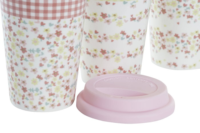 DKD Home Decor Tazas de Porcelana Vichy Sweet Surtidas de 400 ml