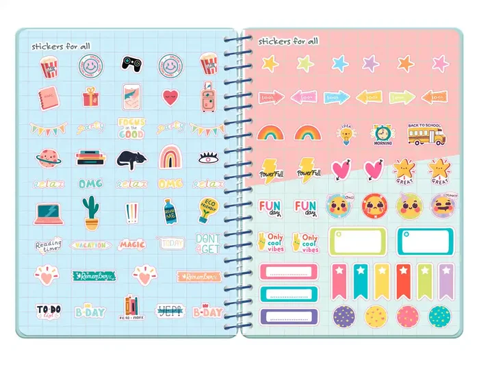 Liderpapel Agenda Escolar 2026-2027 Fantasy B, A5 Día Página, Espiral, Tapa Dura, Interior Bilingüe, 80g FSC, Azul con Portada de Zorro