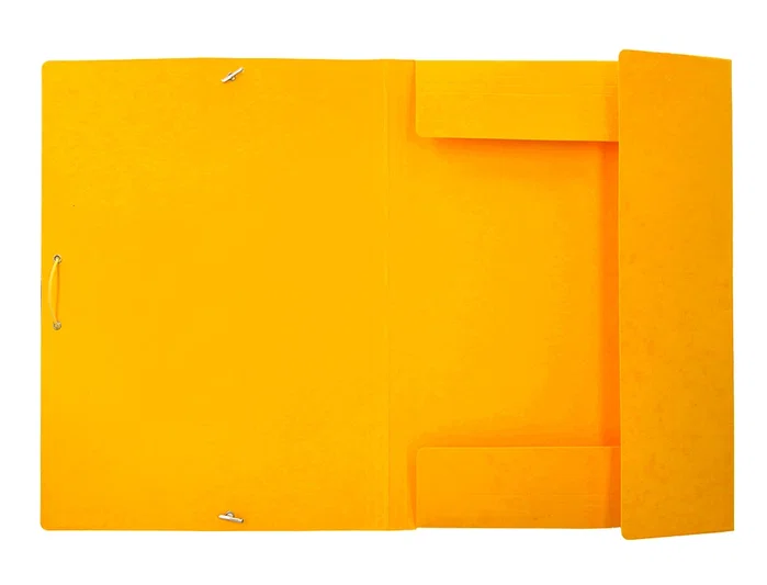 Liderpapel Carpeta de gomas con tres solapas en cartón símil prespán color amarillo Liderpapel Carpeta de gomas con tres solapas en cartón símil prespán color amarillo