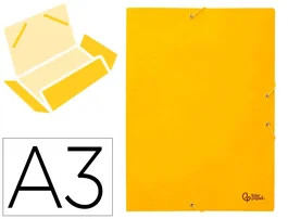 Liderpapel Carpeta de gomas con tres solapas en cartón símil prespán color amarillo