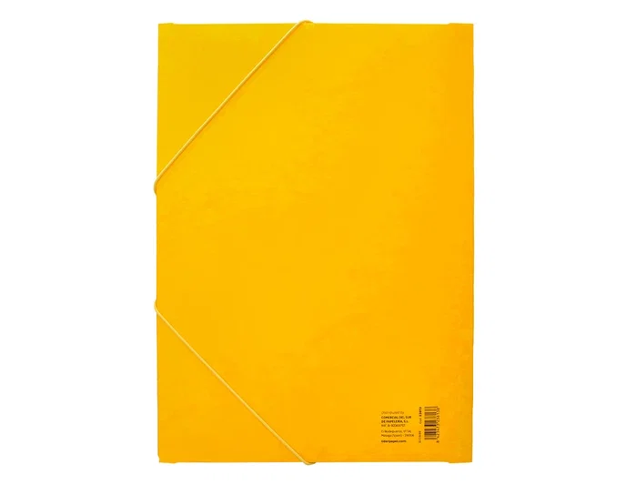 Liderpapel Carpeta de gomas con tres solapas en cartón símil prespán color amarillo Liderpapel Carpeta de gomas con tres solapas en cartón símil prespán color amarillo