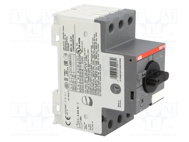 ABB MS116-0,63/0,4-0,63A Protector de Motor MS 116 0,4-0,63A