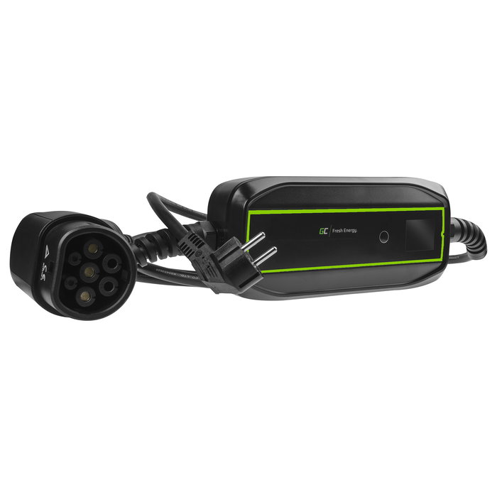 Green Cell Cargador Móvil para Coche Eléctrico 3.6KW Tipo 2/Schuko con Cable 6.5m Negro