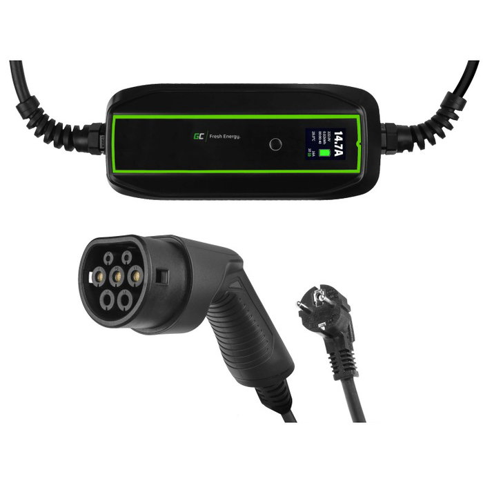 Green Cell EV16 Cargador Móvil para Vehículo Eléctrico 3,6 kW Type 2 Negro