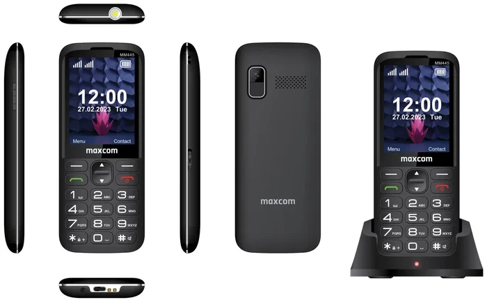 Maxcom MM 445 4G Teléfono Móvil Básico Candybar Negro, Pantalla TFT 2.8" 320x240, Cámara 0.08MP, Batería 1700mAh, Dual SIM, 128MB