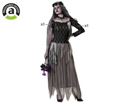 Atosa Disfraz Novia Zombi con Vestido Largo Gris y Velo