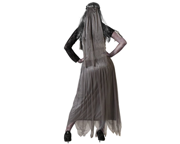 Atosa Disfraz Novia Zombi con Vestido Largo Gris y Velo