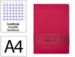 Antartik Cuaderno A4 Tapa Dura Hojas Cuadriculadas Burdeos 100 Hojas 80 gr FSC