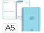 Liderpapel Agenda Escolar 2026-2027 Básica Espiral A5 Día por Página Bilingüe, Papel FSC 70g, Azul Turquesa