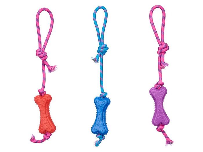 Mascow Hueso de Silicona con Cuerda 35 cm Surtido para Perros (Set de 24)