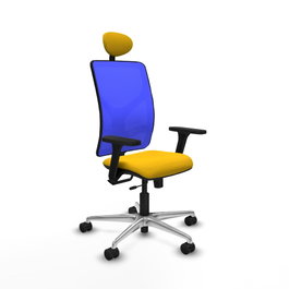 PIQUERAS Y CRESPO Silla de oficina Motilla con mecanismo Sincro/Traslack, Amarillo y Azul