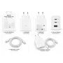 Generico Cargador Rápido 65W PD con 3 Puertos y Cable USB-C Blanco