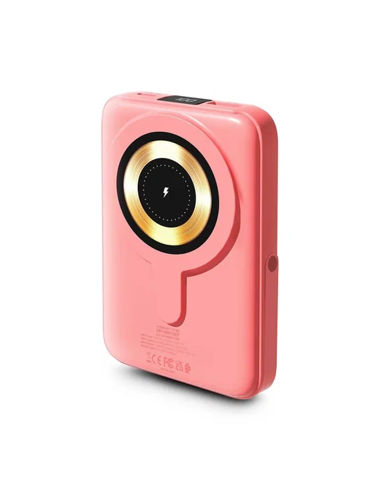 Urban Factory Magnee Power Powerbank Cargador Inalámbrico Magnético 10000 mAh Compatible MagSafe Coral con Pantalla LCD y Carga Rápida 22.5W