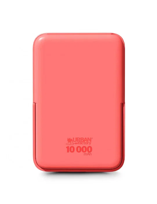Urban Factory Magnee Power Powerbank Cargador Inalámbrico Magnético 10000 mAh Compatible MagSafe Coral con Pantalla LCD y Carga Rápida 22.5W