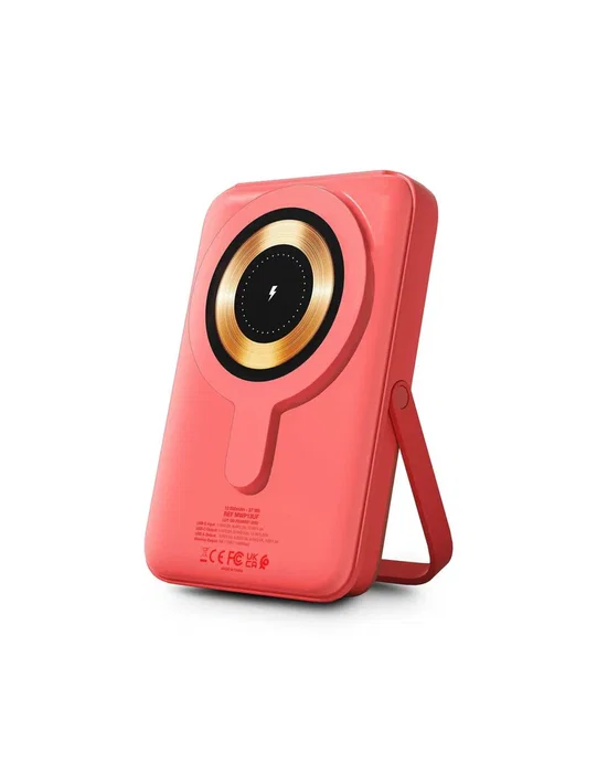 Urban Factory Magnee Power Powerbank Cargador Inalámbrico Magnético 10000 mAh Compatible MagSafe Coral con Pantalla LCD y Carga Rápida 22.5W