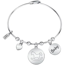 La Petite Story Pulsera Bangle Gris en Acero Inoxidable