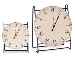 Giftdecor Reloj Sobremesa Atril 19x21x9 cm Metal Madera MDF Negro (Set de 6)
