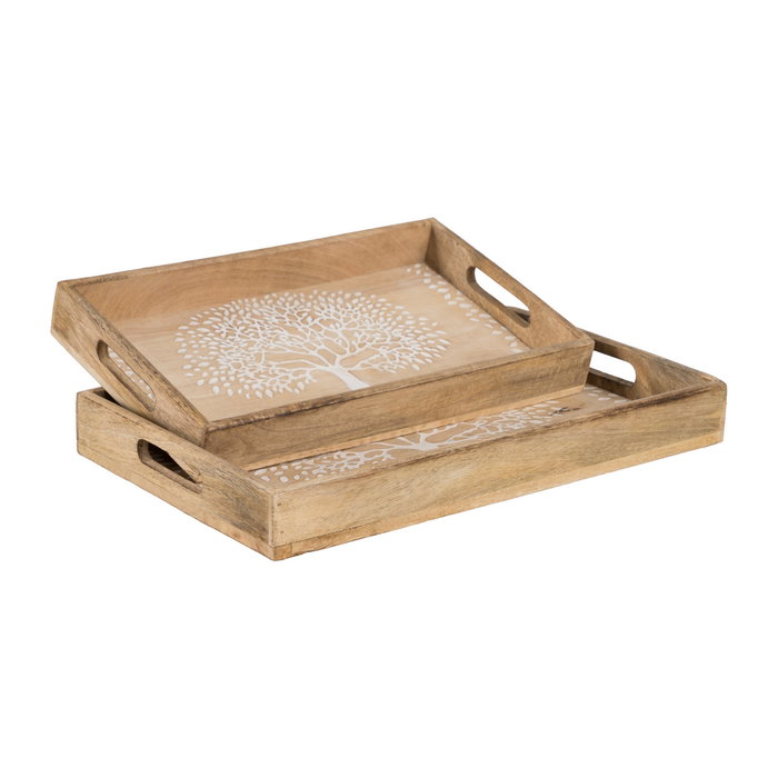 S/2 Bandejas Blanco-Natural 43,50 X 27 X 5 cm S/2 Bandejas Blanco-Natural 43,50 X 27 X 5 cm