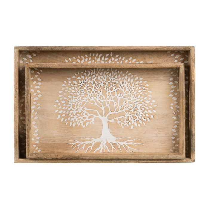 S/2 Bandejas Blanco-Natural 43,50 X 27 X 5 cm S/2 Bandejas Blanco-Natural 43,50 X 27 X 5 cm