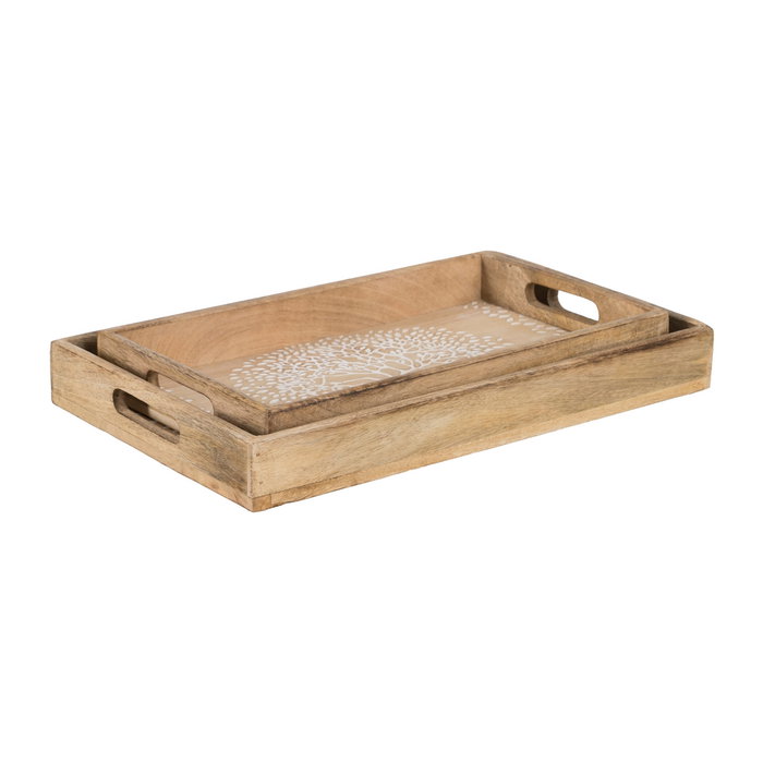 S/2 Bandejas Blanco-Natural 43,50 X 27 X 5 cm S/2 Bandejas Blanco-Natural 43,50 X 27 X 5 cm