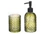 Berilo Set de 2 Dosificadores para Baño, Vaso de 410 ml, Verde Diamante, Vidrio y Plástico, 16x20x8 cm (Set de 12)