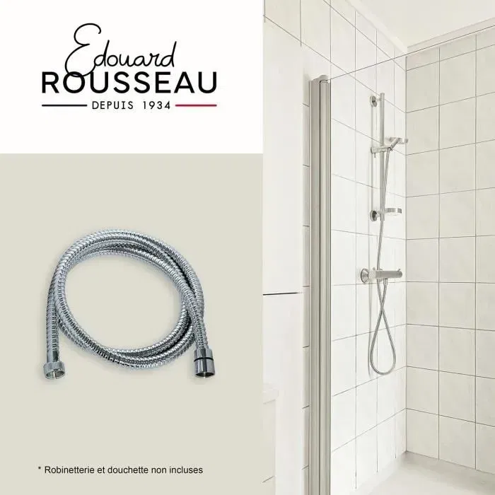Edouard Rousseau ROU3047404204839 Flexo de ducha Acero Inoxidable Cromado Doble Grapa 1,75m Anti-Torsión