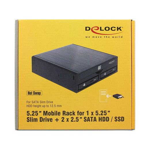 DeLOCK 47230 Bastidor móvil para 1 x 5.25 pulg. Slim y 2 x 2.5 pulg. SATA HDD/SSD