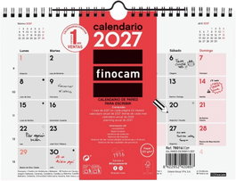 Finocam Calendario 2027 de pared mensual para escribir 210x150 mm