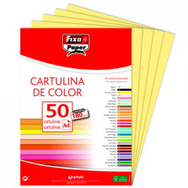 FIXO Paquete de 50 Cartulinas A4 Amarillo Limón 180g